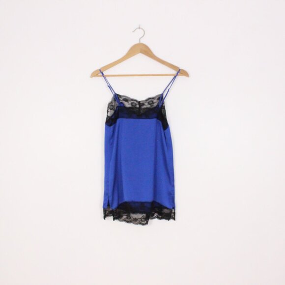 *Suzy Shier Blue Lace-Trimmed Silky Negligee - Picture 5 of 6